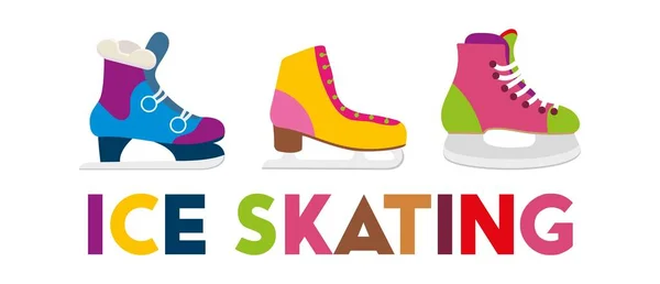 Renkli buz pateni vektör illüstrasyonudur. Kış açık hava aktivitesi.