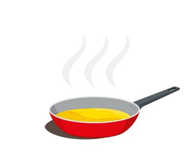 Kızartma tavası, yemek pişirme ve boş. Vektör illüstrasyonu.