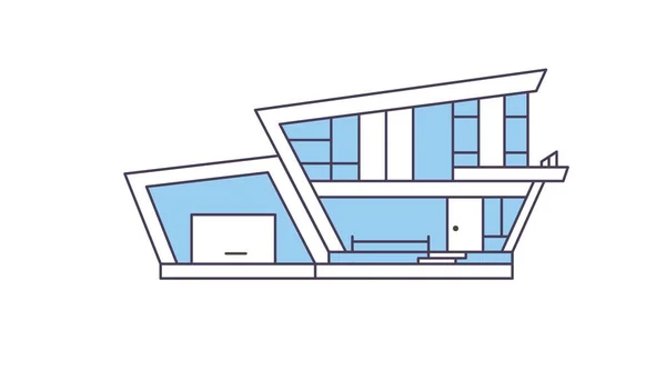 Modernes Hausdesign. Immobilienunternehmen. Gebäude außen. Einfamilienhaus. Flache Designvektorillustration. — Stockvektor