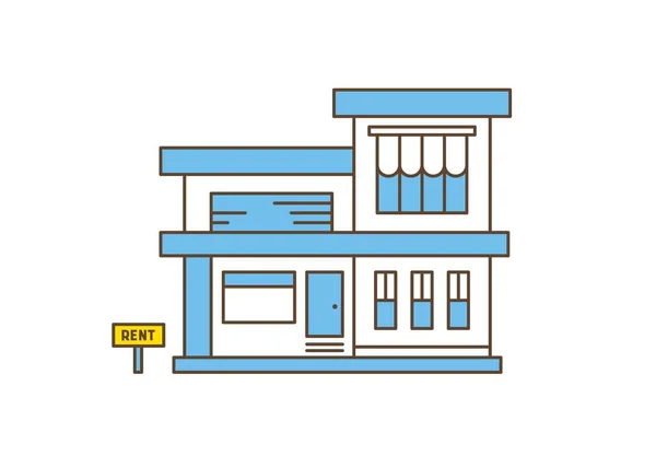 Moderne Häuserumrisse flache Vektorillustration. Immobilien und Haus zu vermieten und zu verkaufen. Stilvolle Wohnhausgestaltung. — Stockvektor