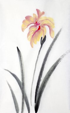 pembe turuncu Iris Çin tarzında boyalı