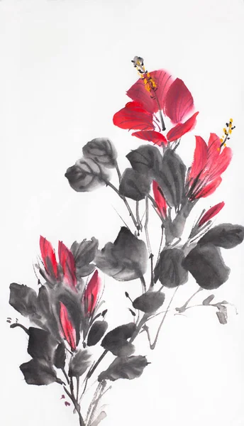 Parlak Hibiscus Çiçek Hafif Bir Arka Plan Üzerinde — Stok fotoğraf