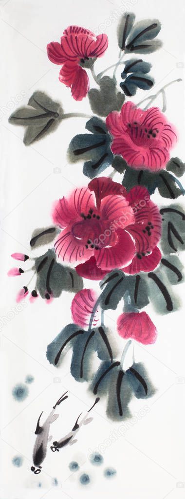 bright hibiscus flower on a light background