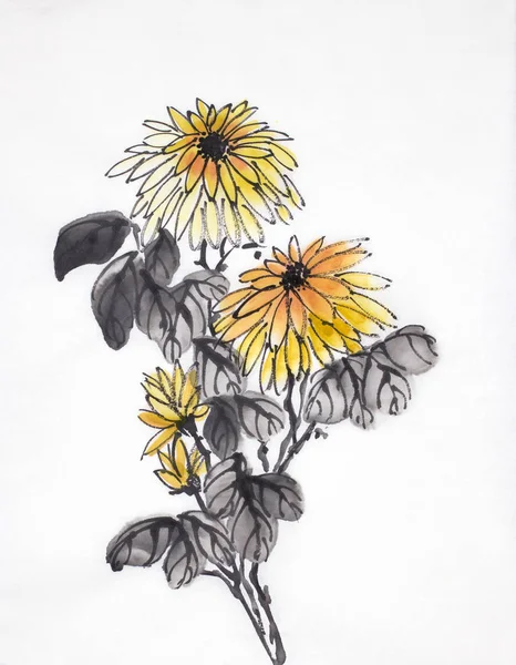 Hafif Bir Arka Plan Üzerinde Sarı Kasımpatı Çiçeği — Stok fotoğraf