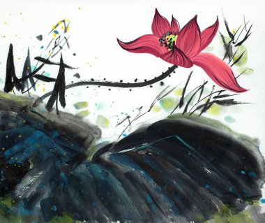 hafif bir arka plan üzerinde parlak lotus çiçeği