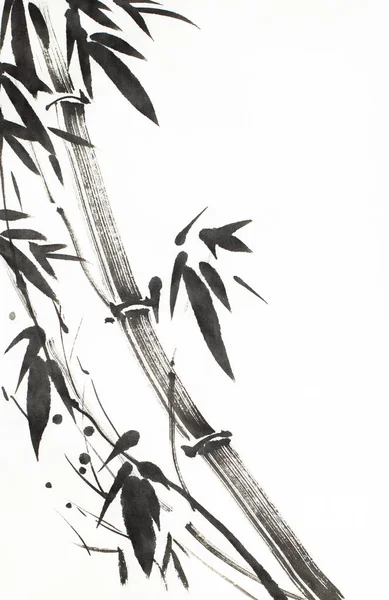 monochrome bamboo tree painted mascara 
