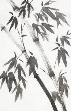 hafif bir arka plan üzerinde siyah beyaz bambu ağacı
