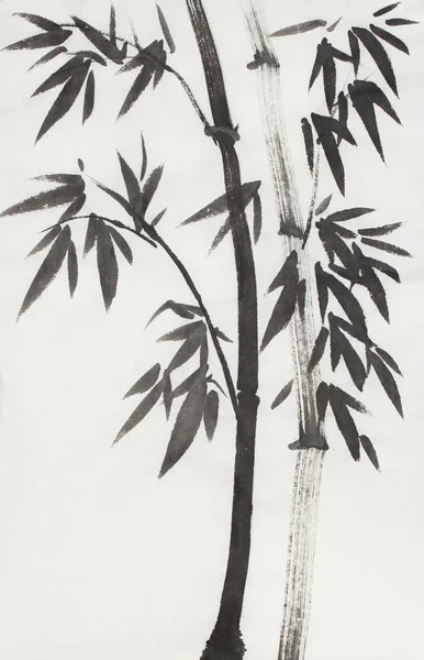 Albero Bambù Monocromatico Sfondo Chiaro — Foto Stock