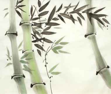Çince tarzı bambu ağaçlar ve dalları