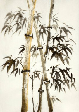 Çince tarzı altın bambu ağaçları