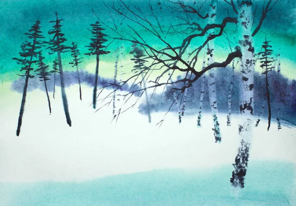 Zonsondergang Lichte Emerald Winter — Stockfoto