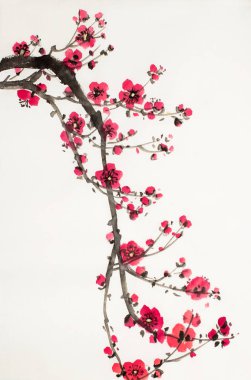 Erik dalına açık renkli çiçekli