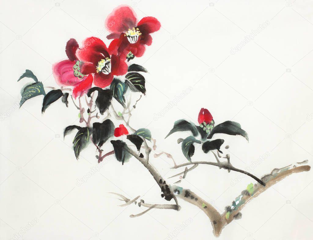 red camellia flower