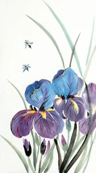 Leylak mavi çiçekler irises — Stok fotoğraf