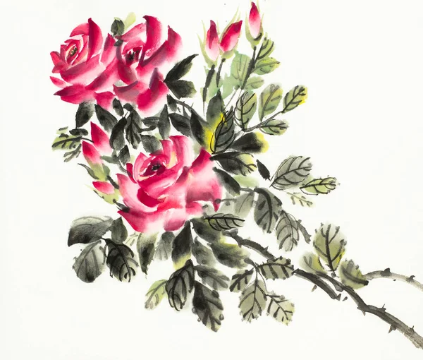 Буш из красных роз — стоковое фото