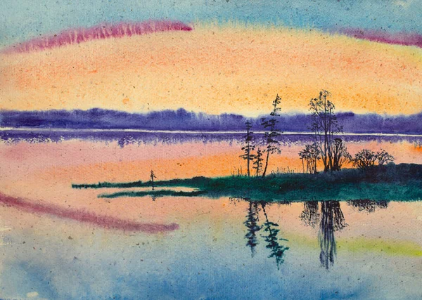 Summer Bright Sunset Lake — Stock Photo, Image