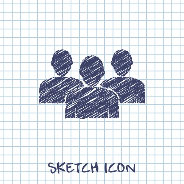 Icona dello sketch del team. Persone gruppo vettoriale illustrazione — Vettoriale Stock