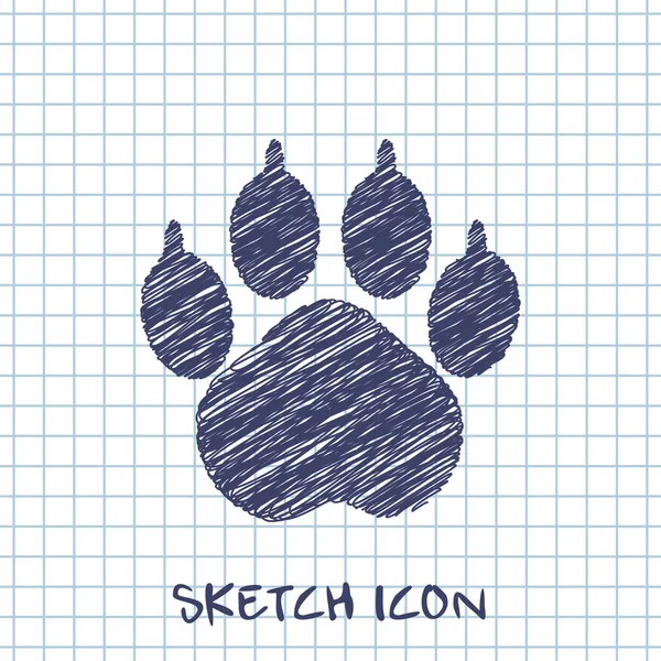 Animal paw footprint vector sketch icon — Stock Vector