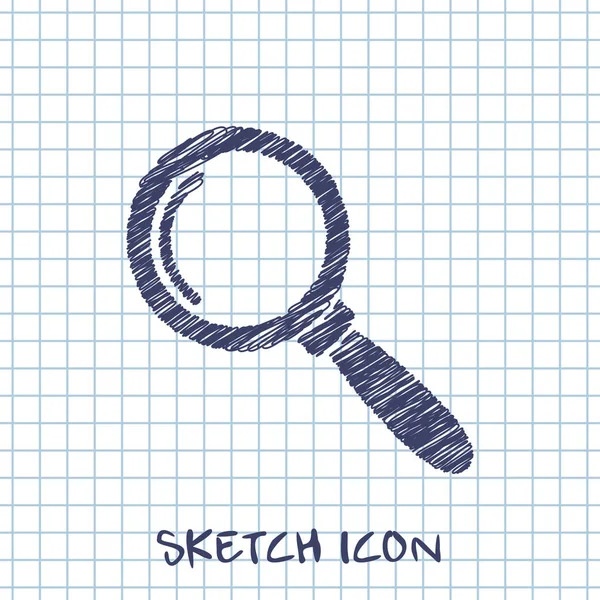 Lupa para buscar o inspeccionar el icono del boceto vectorial — Vector de stock