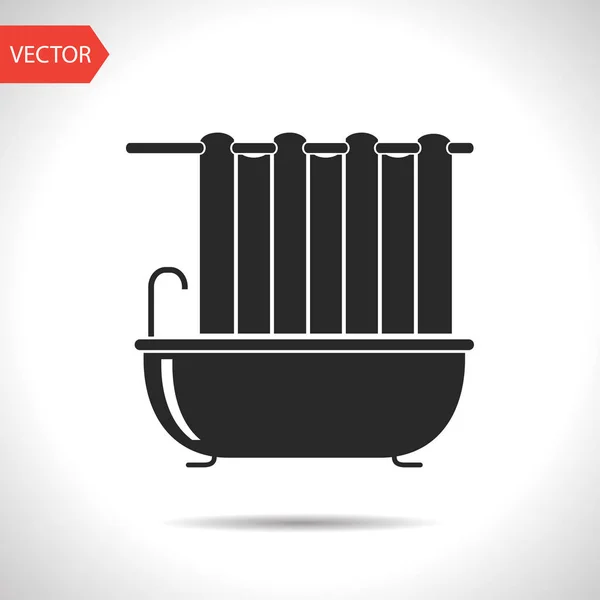 Shower curtain illustration. Bath household vector icon. — Stock Vector