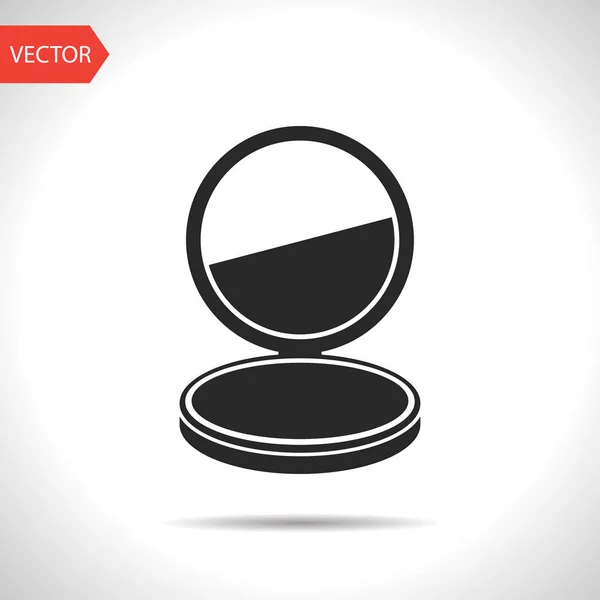 Pocket spegel illustration. Kosmetiska puder vektor symbol — Stock vektor