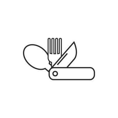 İsviçre turist bıçak Illustration. Kamp vektör anahat simgesi 