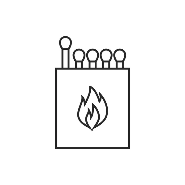 Caja de cerillas ilustración. Icono de contorno de vector de fuego — Archivo Imágenes Vectoriales