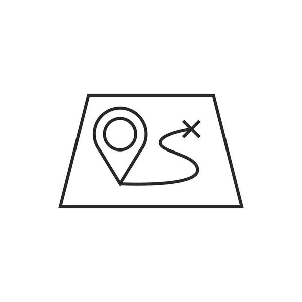 Route op een kaart met bestemming illustratie. Avonturen vector outline icon — Stockvector