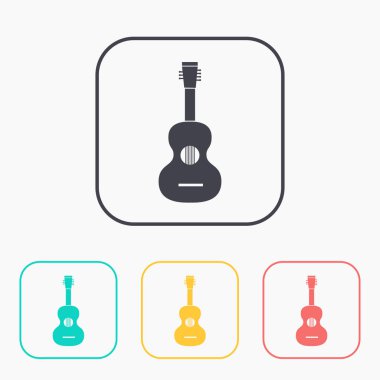 Akustik gitar Illustration. Müzik enstrüman vektör renk simgesi seti 