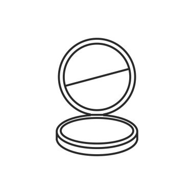 Cep aynası Illustration. Kozmetik yüz tozu vektör anahat simgesi