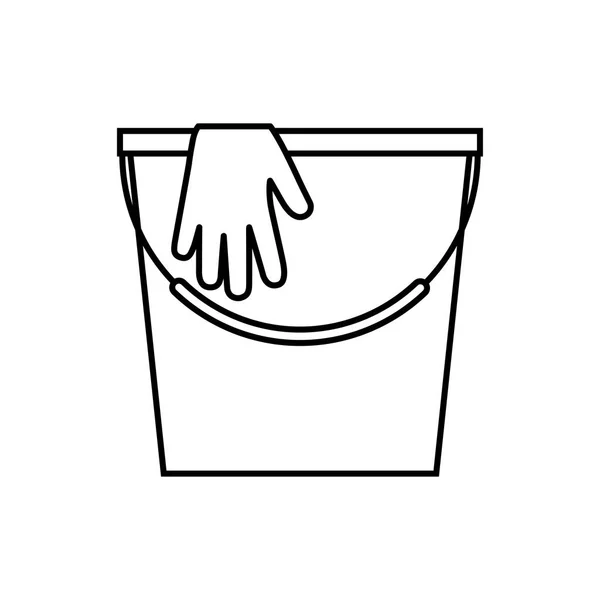 Bucket with rubber gloves illustration. House clean vector outline icon — Stock Vector