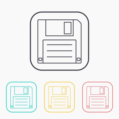 vektör anahat simgesini hd disket 