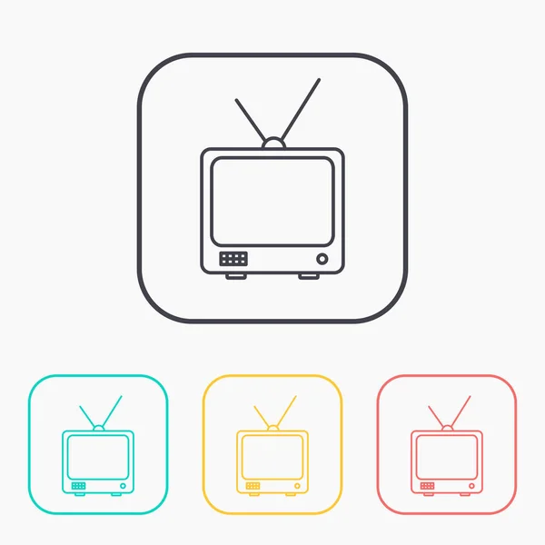 Vector outline icon of tv set — Stock Vector