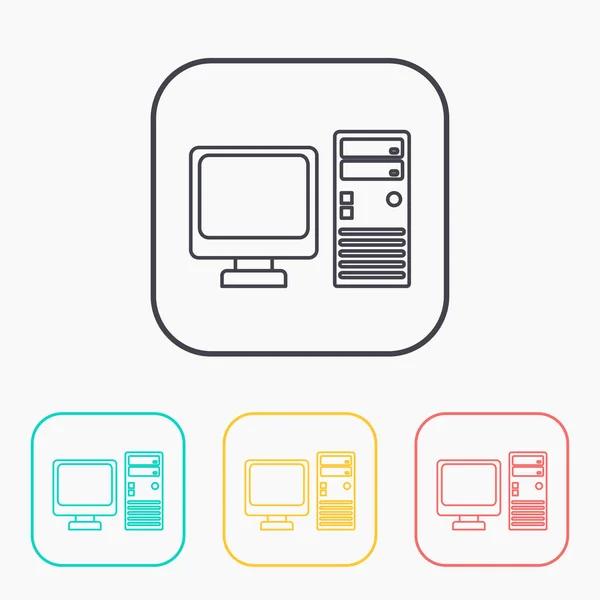 Het pictogram van de omtrek van de vector van computer — Stockvector