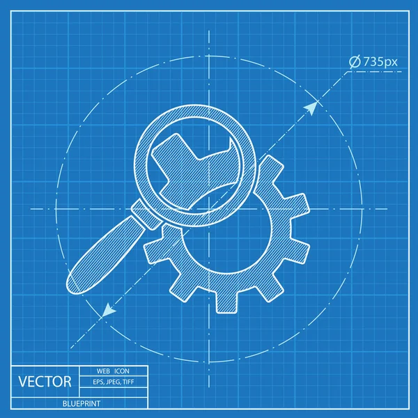 Icône de plan directeur vectoriel d'inspection de roues dentées. Illustration de configuration — Image vectorielle