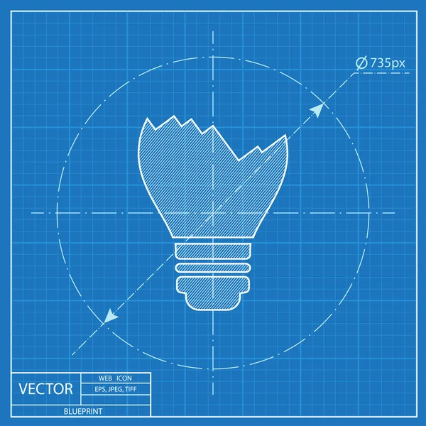 Defekte Glühbirnen Vektor Blaupause Symbol — Stockvektor