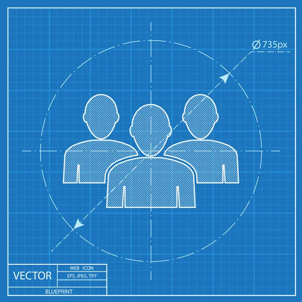 Pictogram voor team vector blauwdruk. Personengroep illustratie Stockvector