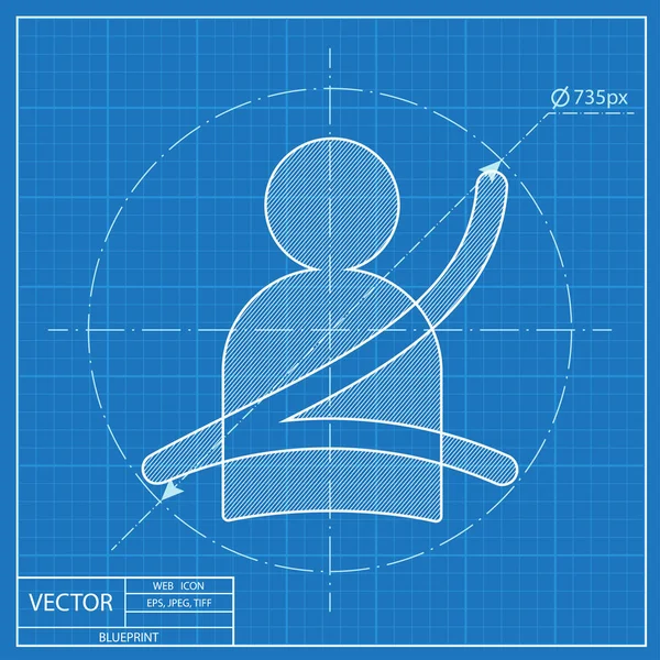 Veiligheidsgordel Bevestig vector HMI dashboard blauwdruk pictogram Stockillustratie