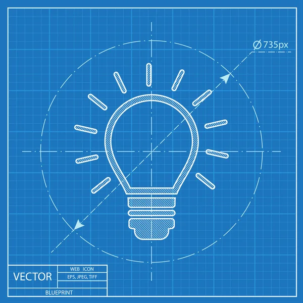 Bombilla de luz eléctrica con rayos vector icono plano Ilustraciones de stock libres de derechos