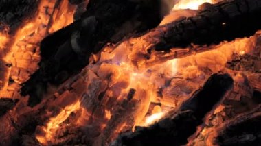 Şenlik ateşi geceleri ağaçları yakıyor. Şenlik ateşi parlak, ısı, ışık, kamp ateşi, büyük şenlik ateşi, kamp ateşi, yakacak odun ateşi.