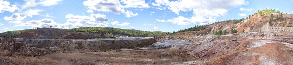 Remains of the old mines of Riotinto in Huelva (Spain), panoramic view