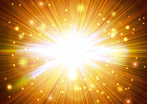 Turuncu Arka Plan Işık Bir Yıldız Parlatıcı Patlama Işınları Ile — Stok fotoğraf