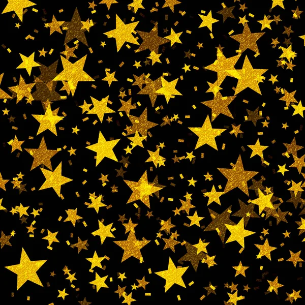Abstrakcyjny Tło Czarny Jasny Wakacje Konfetti Dekoracja Projekt Spadające Gwiazdy — Zdjęcie stockowe