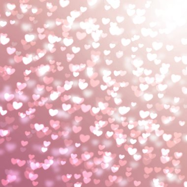 Sevgililer Günü için kalpleri ile pembe bulanık arka plan, glitter
