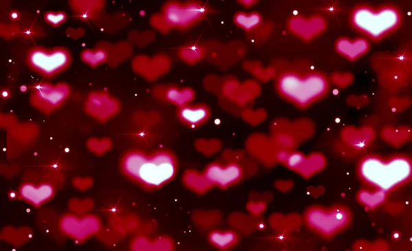 Fondo festivo brillante de corazones rojos, blancos y rosados, negro, r —  Fotos de Stock