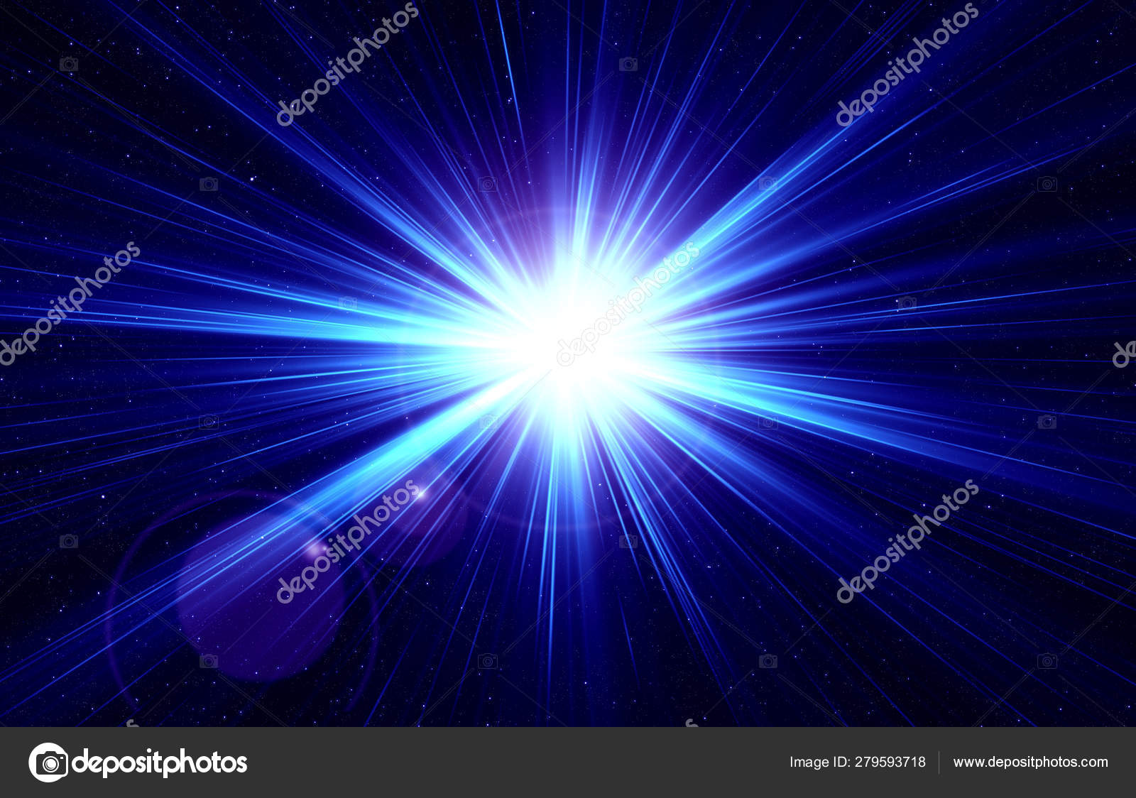 Flash light on starry sky, star, blue light, night starry Stock Photo by ©vamariyav