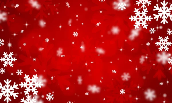 Fundo de Natal vermelho, flocos de neve brancos, brilhante, feriado, novo — Fotografia de Stock