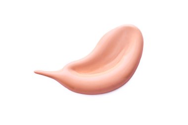 Makyaj Vakfı kozmetik smear krem beyaz arka plan üzerinde izole. Hafif bej sıvı temel örnek smear