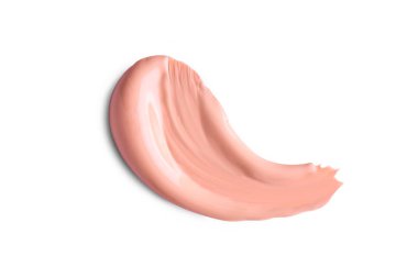 Makyaj Vakfı kozmetik smear krem beyaz arka plan üzerinde izole. Hafif bej sıvı temel örnek smear