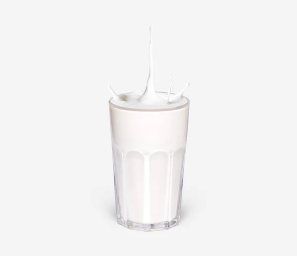Stänk av mjölk från glaset isolerad på vit bakgrund — Stockfoto